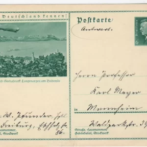 Postal conmemorativa de Friedrich Ebert y el vuelo Zeppelin