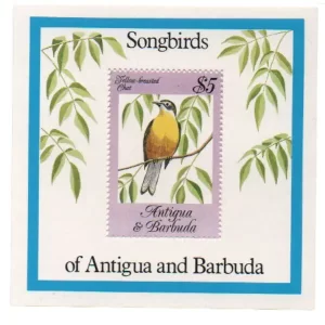 Hoja Bloque de Antigua y Barbuda 1984 - Pájaros Cantores: Yellow-breasted Chat