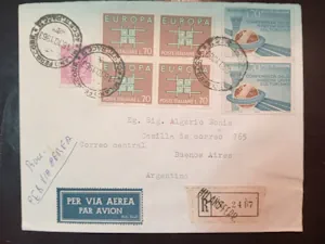 Sobre Italiano con Sellos "Europa" y Turismo a Buenos Aires por Correo Aéreo
