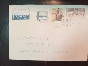 Sobre Sueco a Mercedes, Argentina por Correo Aéreo