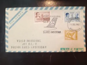 Sobre Conmemorativo del Vuelo Inaugural de Aerolíneas Argentinas Buenos Aires-Ámsterdam