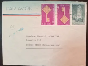 Sobre Francés con Sellos "Europa" y Catedral a Buenos Aires por Correo Aéreo