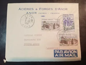 Sobre Francés a Buenos Aires con Sellos de Castillos y Correo Aéreo