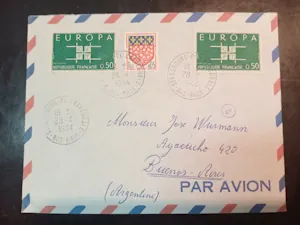 Sobre Francés a Buenos Aires con Sellos Europa y Correo Aéreo